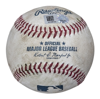 2018 Manny Machado Game Used OML Manfred Baseball Used on 5/1/18 For A Double (MLB Authenticated)